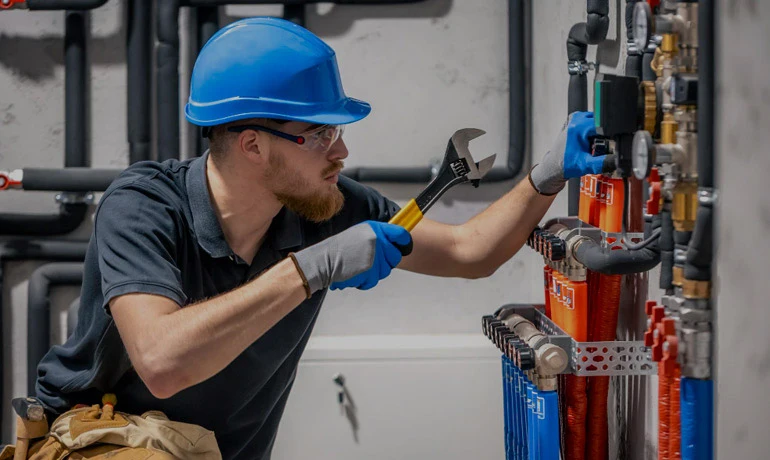 Professional plumbing repairs in progress